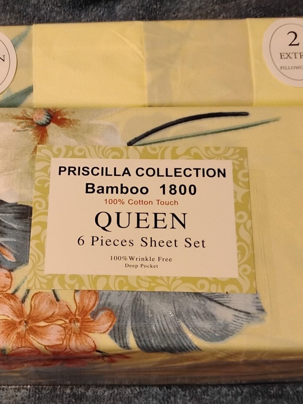 Sheet Set 6 PC Queen Bamboo Cotton Priscilla Collection New